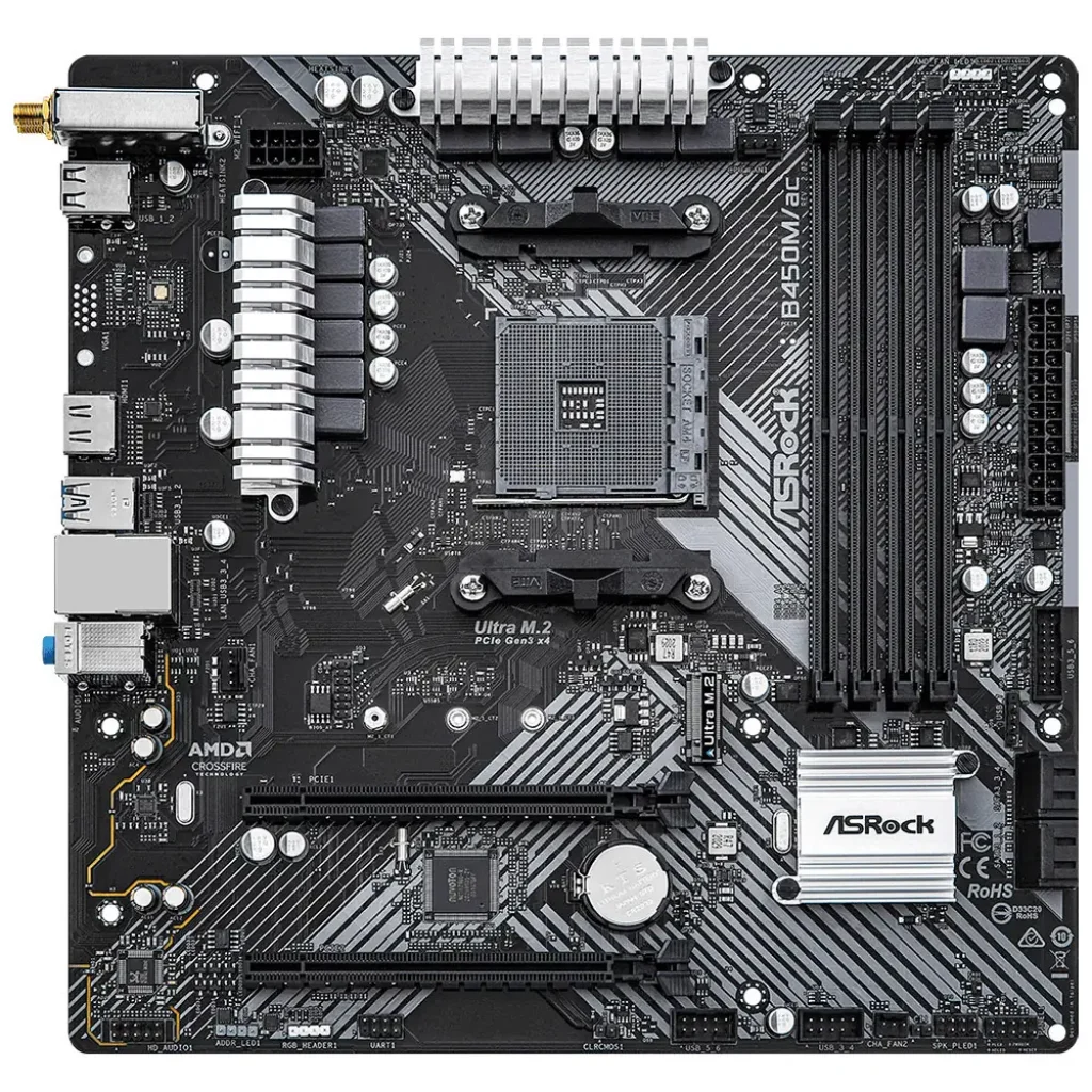 Материнськая плата ASROCK AMD AM4 B450 HDMI 1xM.2 2xDDR4 G B450M/AC R2.0 UA
