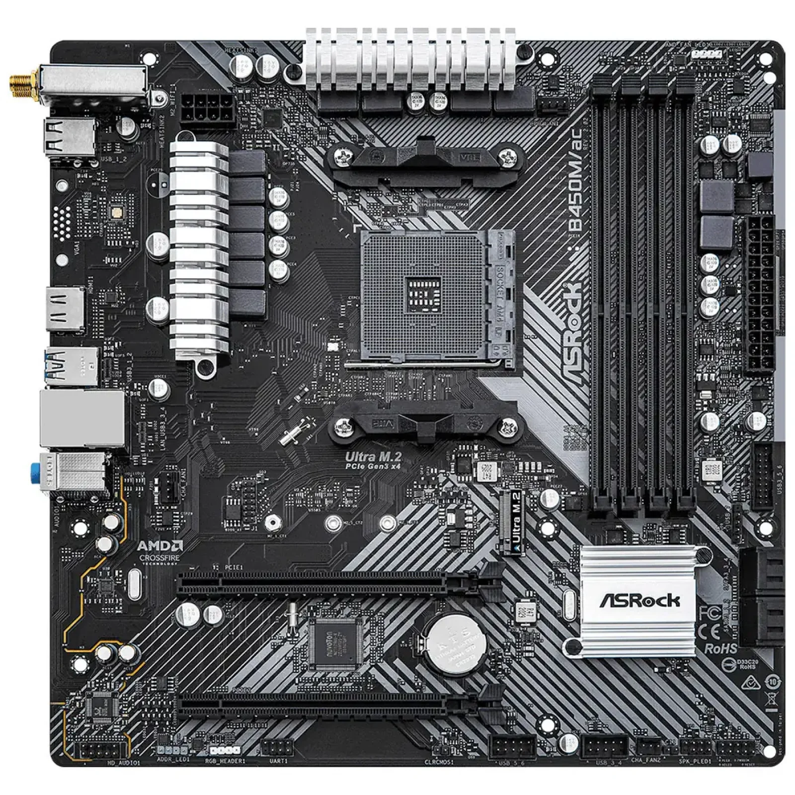 Материнская плата ASROCK AMD AM4 B450 HDMI 1xM.2 2xDDR4 G B450M/AC R2.0 UA