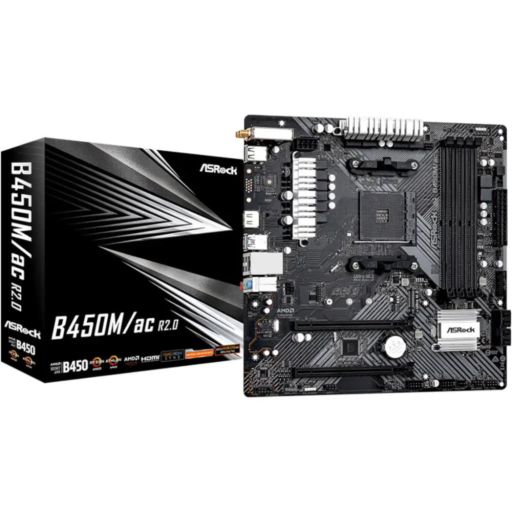 Материнськая плата ASROCK AMD AM4 B450 HDMI 1xM.2 2xDDR4 G B450M/AC R2.0 UA