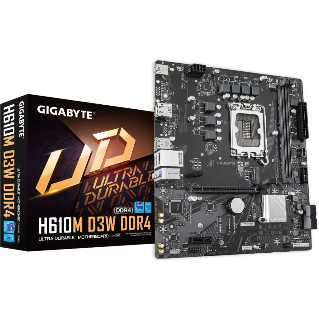 Материнська плата Gigabyte s1700 Intel H610 DP/HDMI 1xM.2 G bE LAN mATX H610M D3W DDR4 UA