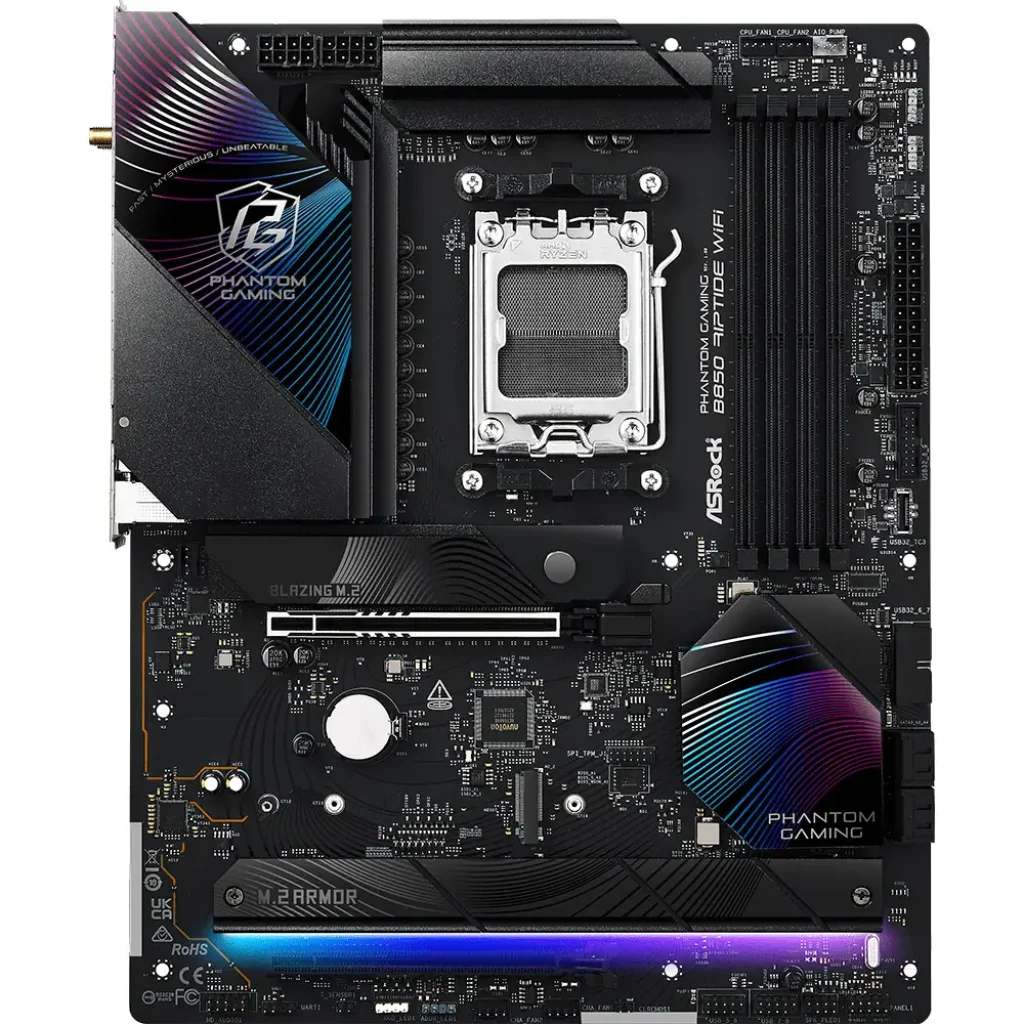 Материнська плата ASROCK sAM5 AMD B850 4xDDR5 HDMI 4xM.2 2.5GbE LAN ATX B850 RIPTIDE WIFI UA