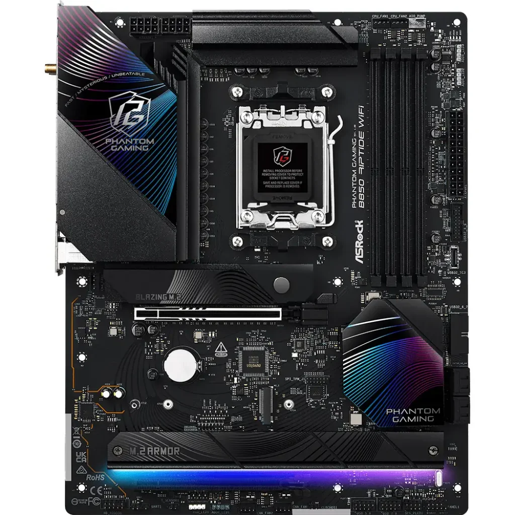 Материнська плата ASROCK sAM5 AMD B850 4xDDR5 HDMI 4xM.2 2.5GbE LAN ATX B850 RIPTIDE WIFI UA