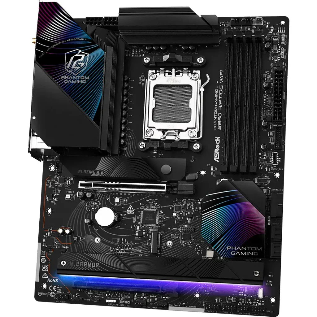 Материнська плата ASROCK sAM5 AMD B850 4xDDR5 HDMI 4xM.2 2.5GbE LAN ATX B850 RIPTIDE WIFI UA