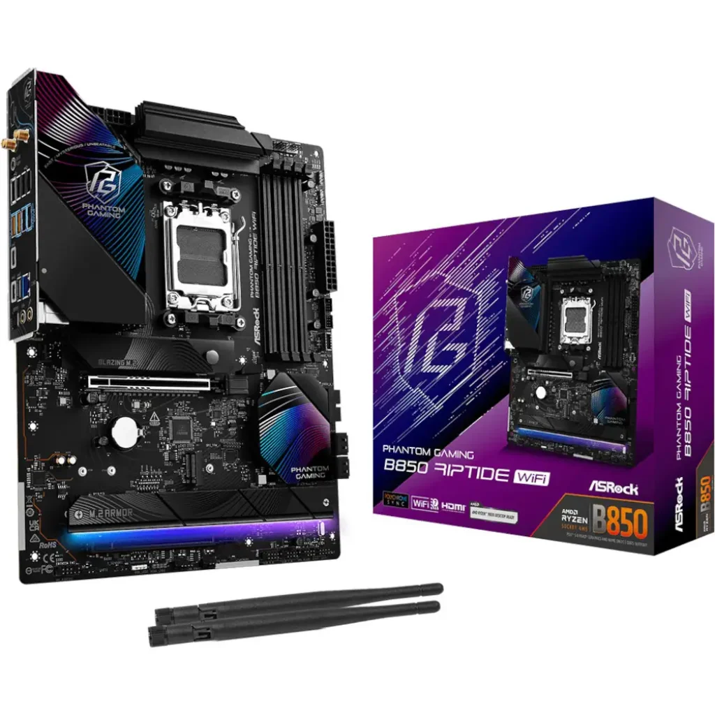 Материнська плата ASROCK sAM5 AMD B850 4xDDR5 HDMI 4xM.2 2.5GbE LAN ATX B850 RIPTIDE WIFI UA
