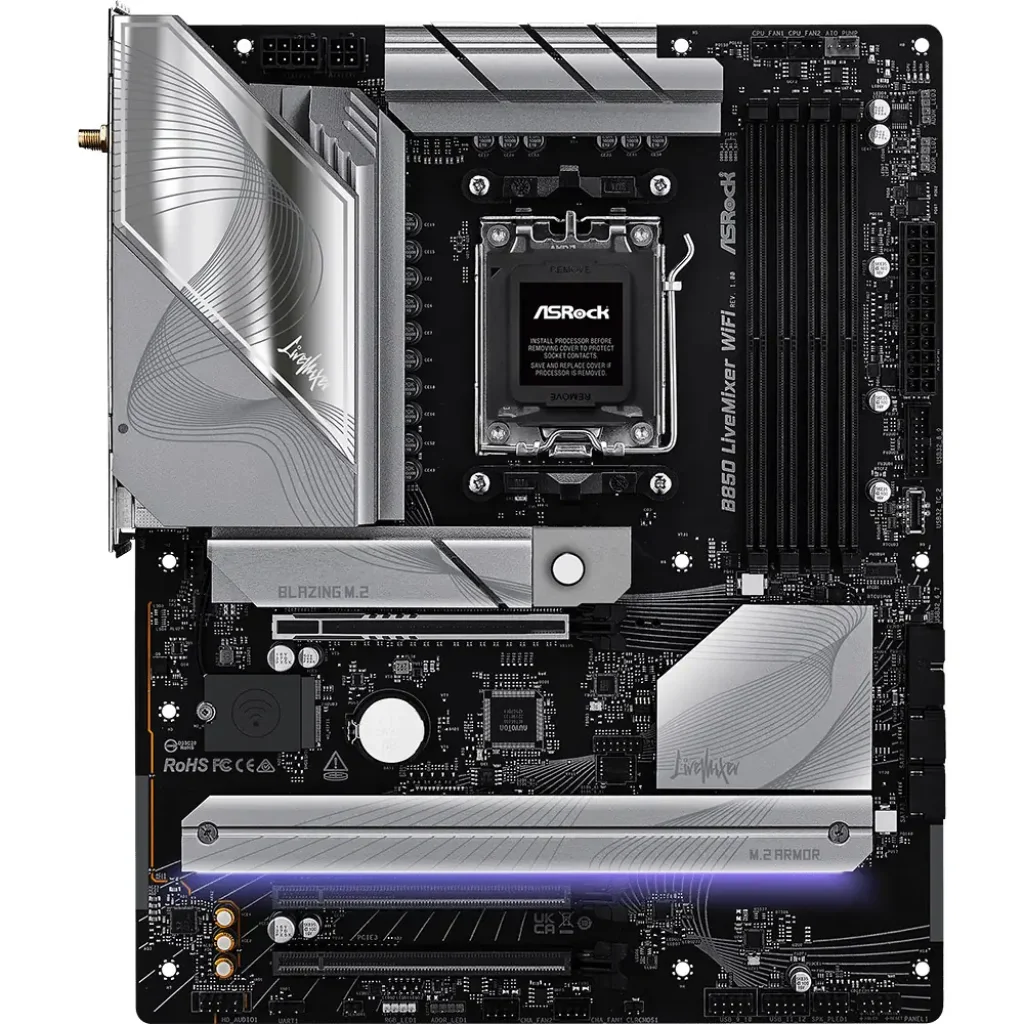 Материнська плата ASROCK sAM5 AMD B850 4xDDR5 HDMI/DP 3xM .2 2.5GbE LAN ATX B850 LIVEMIXER WIFI UA