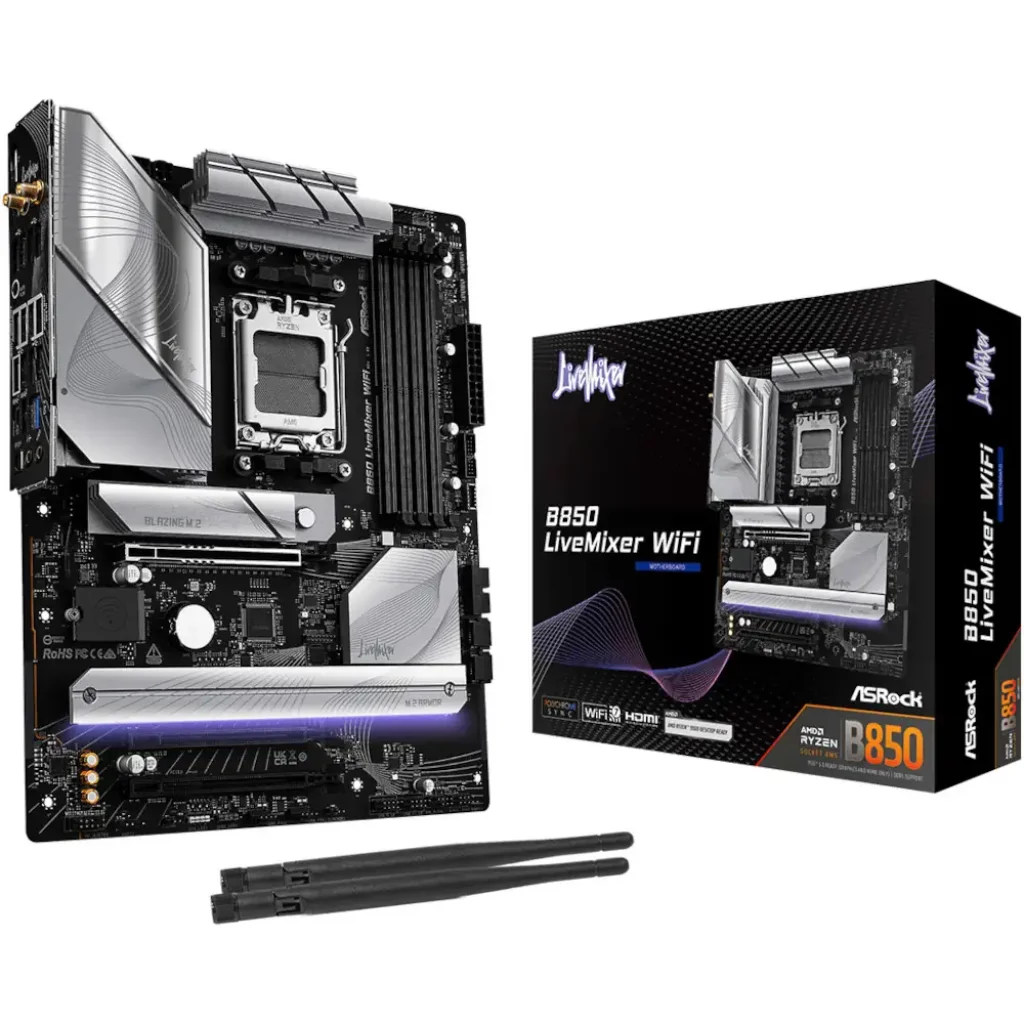 Материнська плата ASROCK sAM5 AMD B850 4xDDR5 HDMI/DP 3xM .2 2.5GbE LAN ATX B850 LIVEMIXER WIFI UA