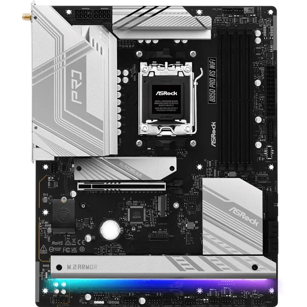 Материнська плата ASROCK sAM5 AMD B850 4xDDR5 HDMI/USB3.2 4xM.2 2.5GbE LAN ATX B850 PRO RS WIFI UA