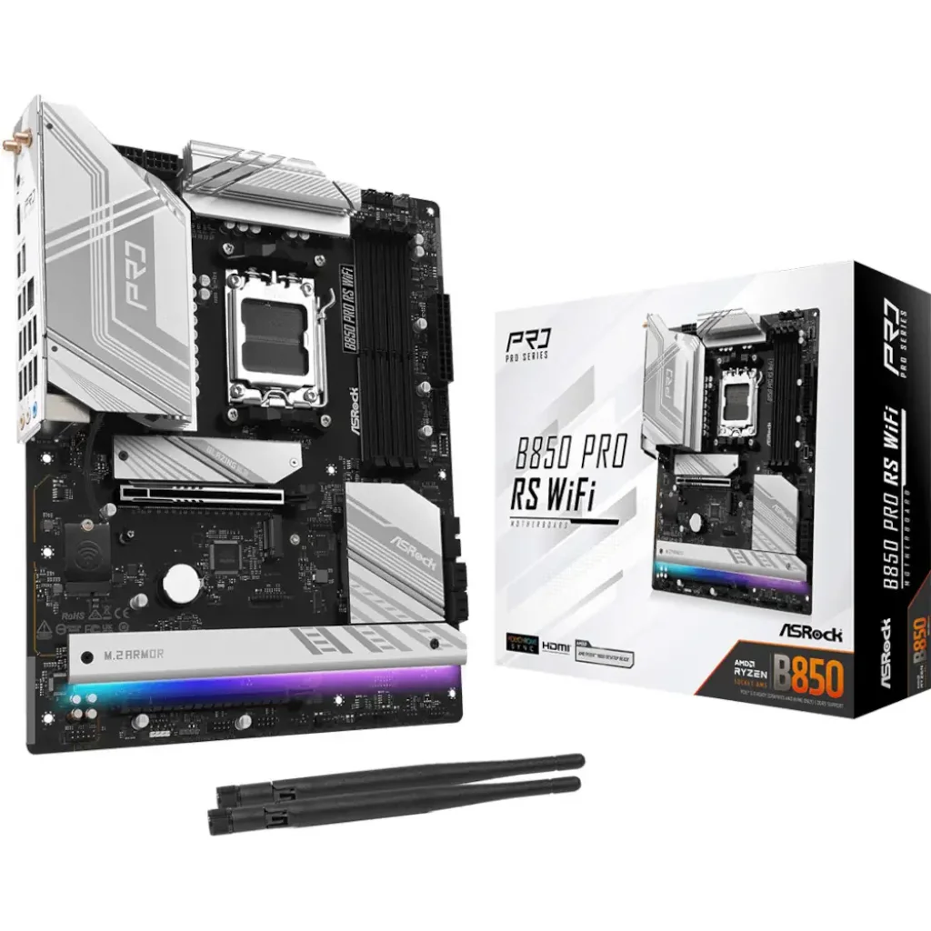 Материнська плата ASROCK sAM5 AMD B850 4xDDR5 HDMI/USB3.2 4xM.2 2.5GbE LAN ATX B850 PRO RS WIFI UA