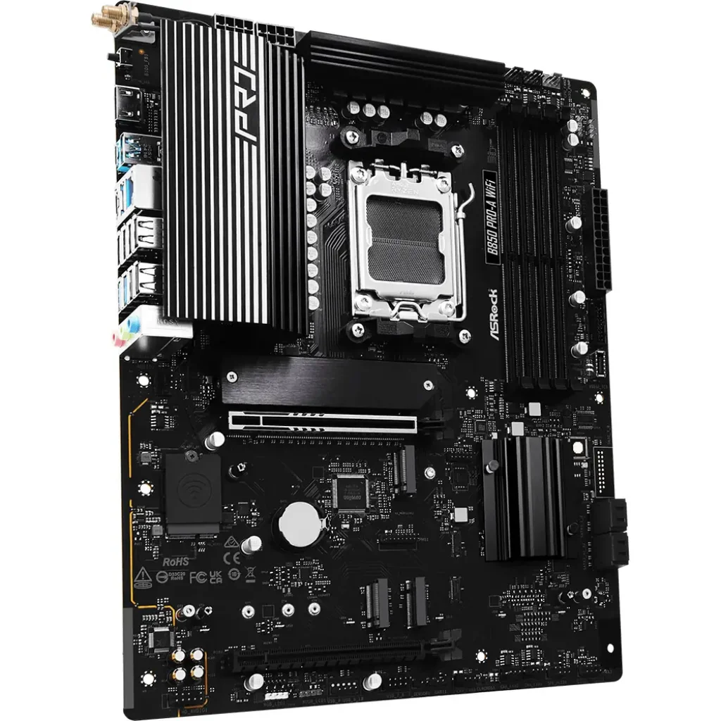 Материнська плата ASROCK sAM5 AMD B850 4xDDR5 HDMI/USB3.2 4xM.2 2.5GbE LAN ATX B850 PRO-A WIFI UA