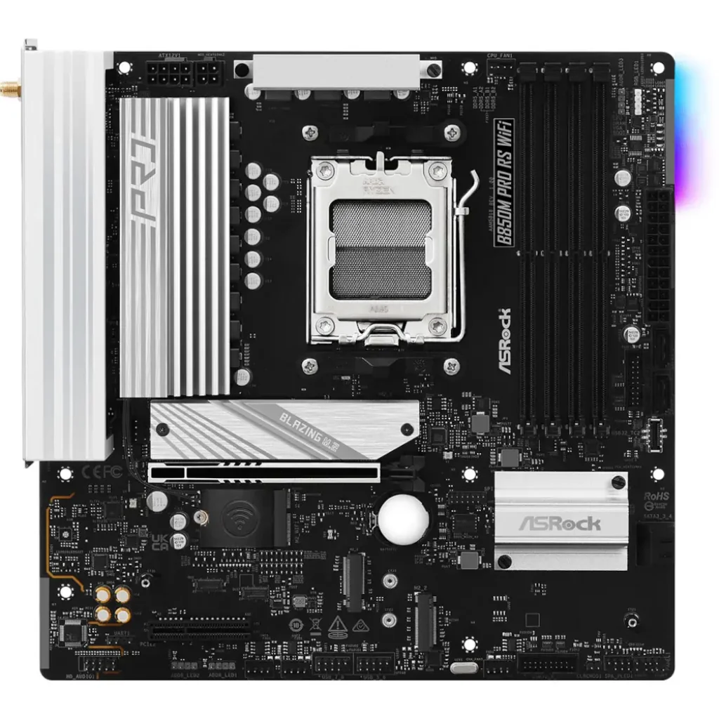 Материнська плата ASROCK sAM5 AMD B850 4xDDR5 HDMI/DP 3xM .2 2.5GbE LAN mATX B850M PRO RS WIFI UA