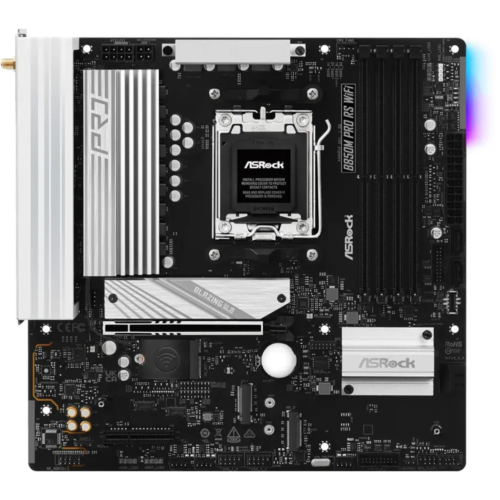 Материнська плата ASROCK sAM5 AMD B850 4xDDR5 HDMI/DP 3xM .2 2.5GbE LAN mATX B850M PRO RS WIFI UA