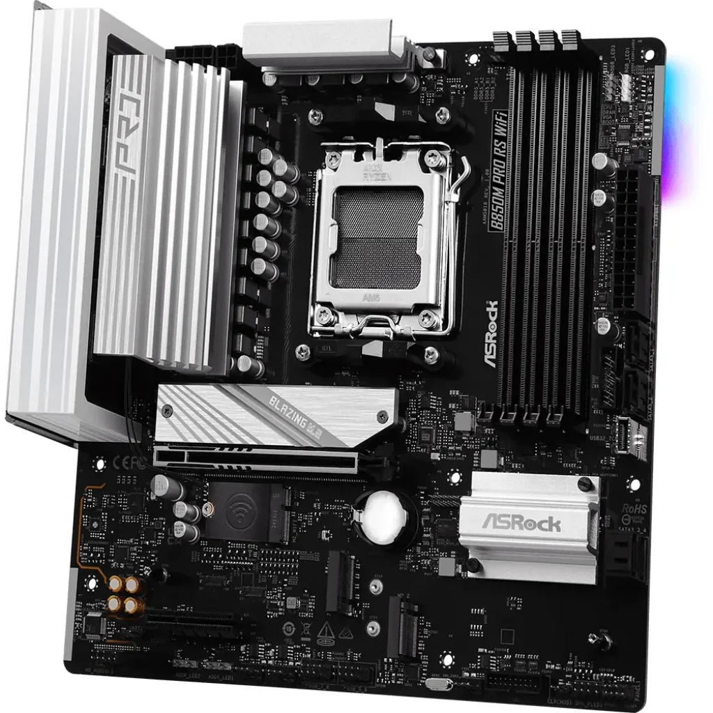 Материнська плата ASROCK sAM5 AMD B850 4xDDR5 HDMI/DP 3xM .2 2.5GbE LAN mATX B850M PRO RS WIFI UA