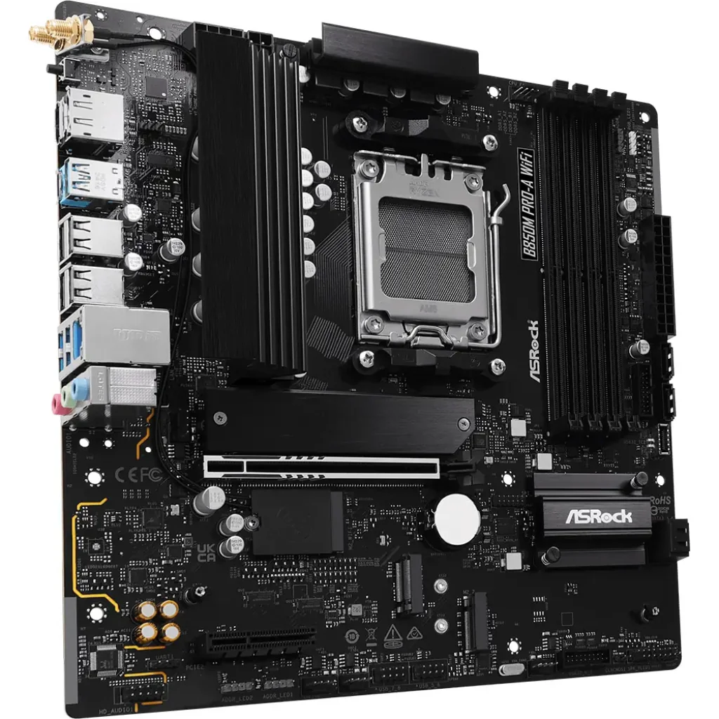 Материнська плата ASROCK sAM5 AMD B850 4xDDR5 HDMI/DP 3xM .2 2.5GbE LAN mATX B850M PRO-A WIFI UA