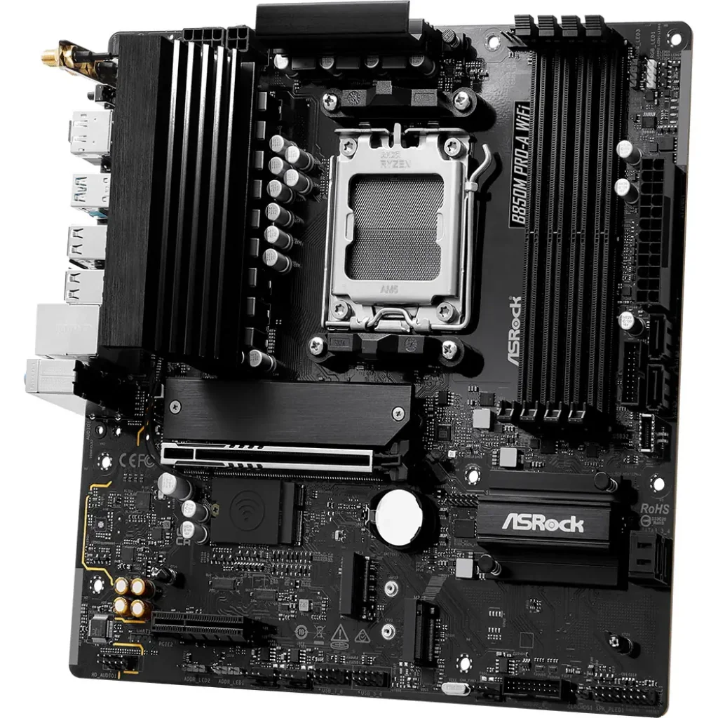 Материнська плата ASROCK sAM5 AMD B850 4xDDR5 HDMI/DP 3xM .2 2.5GbE LAN mATX B850M PRO-A WIFI UA