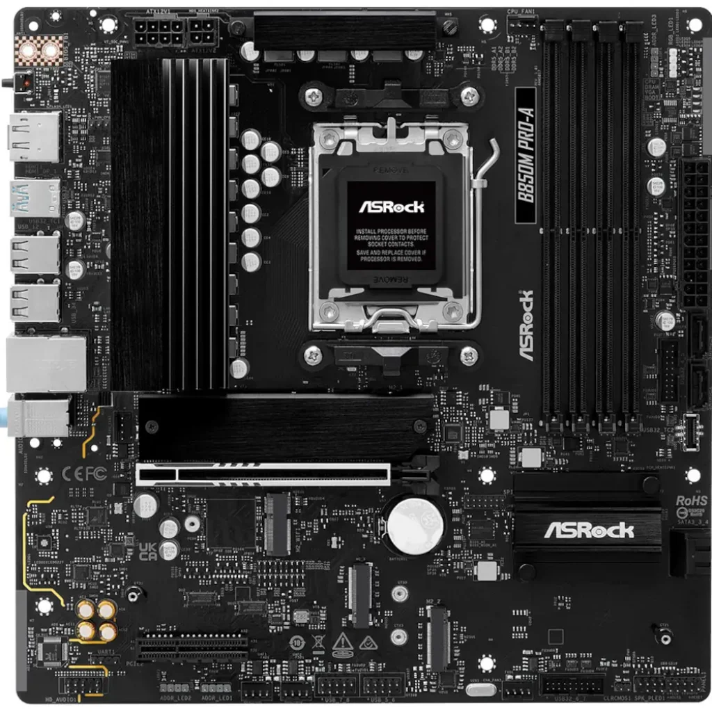 Материнська плата ASROCK sAM5 AMD B850 4xDDR5 HDMI/DP 3xM .2 2.5GbE LAN mATX B850M PRO-A UA
