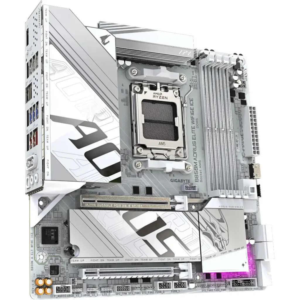 Материнська плата GIGABYTE sAM5 AMD B850 HDMI/DP 2xM.2 2.5G bE LAN mATX B850M AORUS ELITE WIFI6E ICE UA