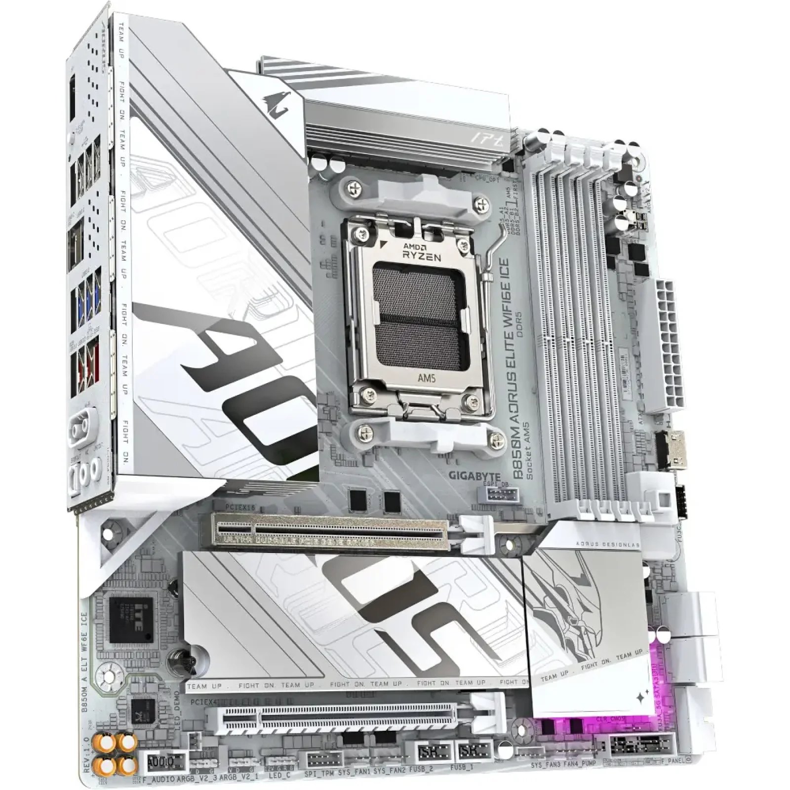 Материнская плата GIGABYTE sAM5 AMD B850 HDMI/DP 2xM.2 2.5G bE LAN mATX B850M AORUS ELITE WIFI6E ICE UA