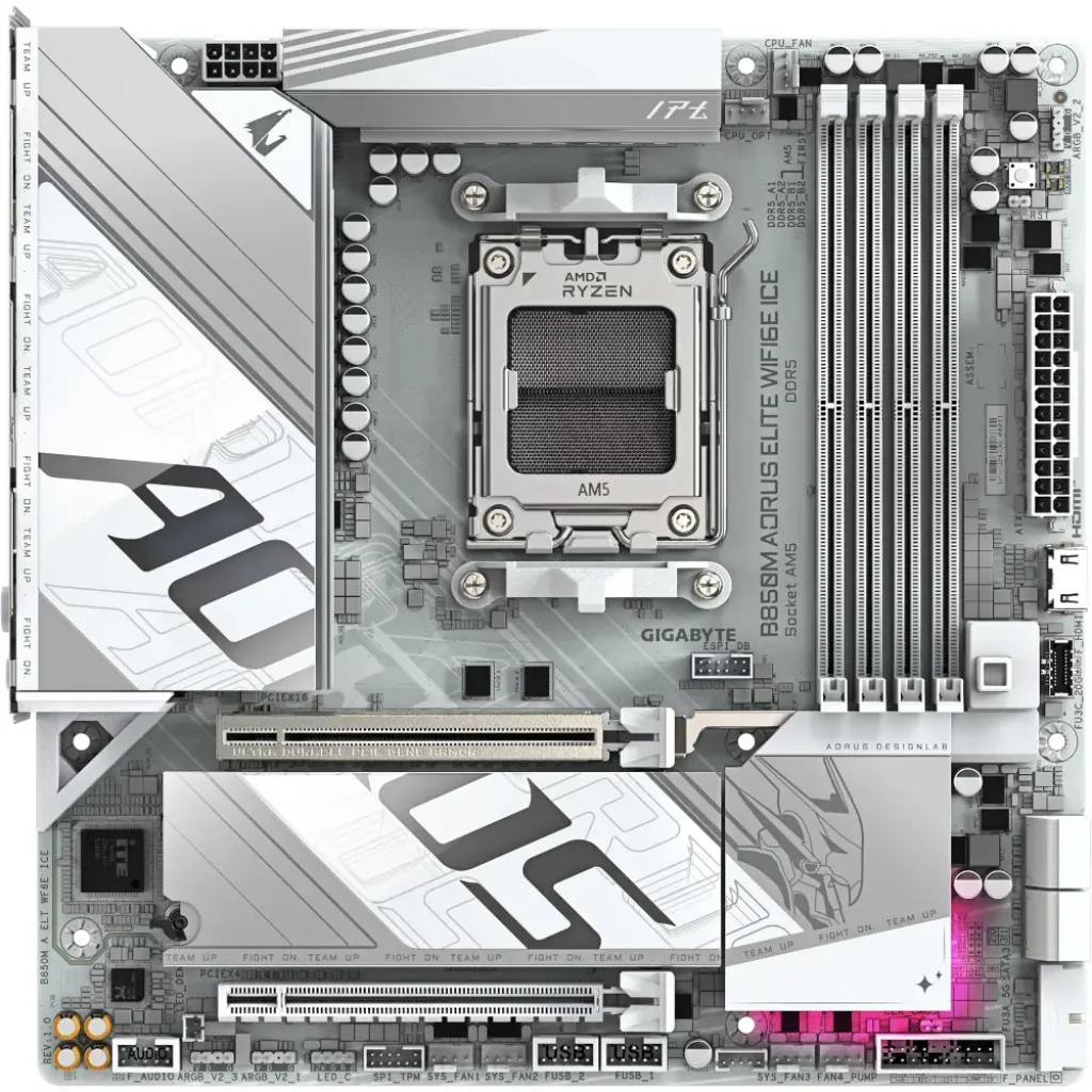 Материнська плата GIGABYTE sAM5 AMD B850 HDMI/DP 2xM.2 2.5G bE LAN mATX B850M AORUS ELITE WIFI6E ICE UA