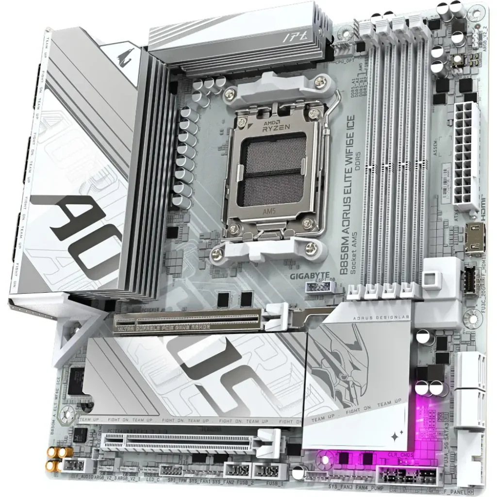 Материнська плата GIGABYTE sAM5 AMD B850 HDMI/DP 2xM.2 2.5G bE LAN mATX B850M AORUS ELITE WIFI6E ICE UA