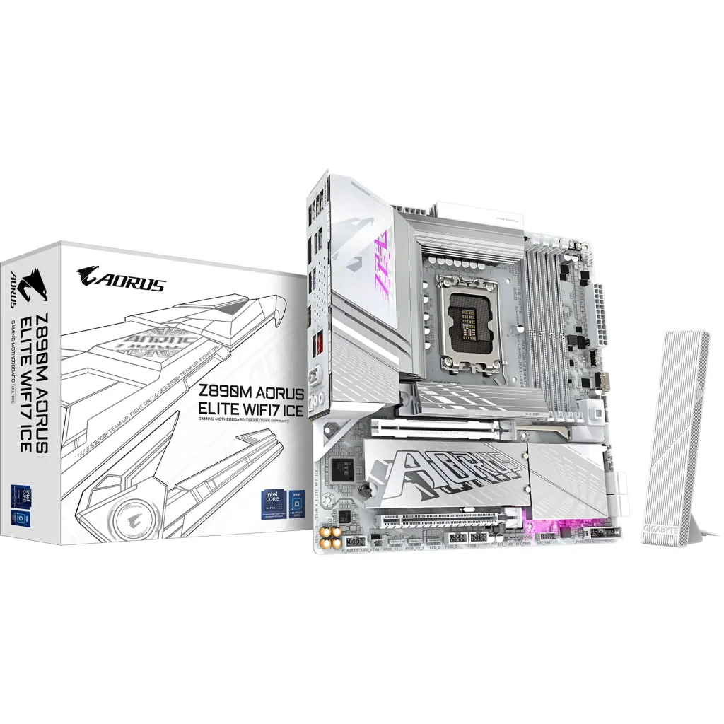 Материнська плата Gigabyte s1851 Intel Z890 HDMI/DP/DP(USB4 -C) 3xM.2 2.5GbE LAN mATX Z890M AORUS ELITE WIFI7 ICE UA