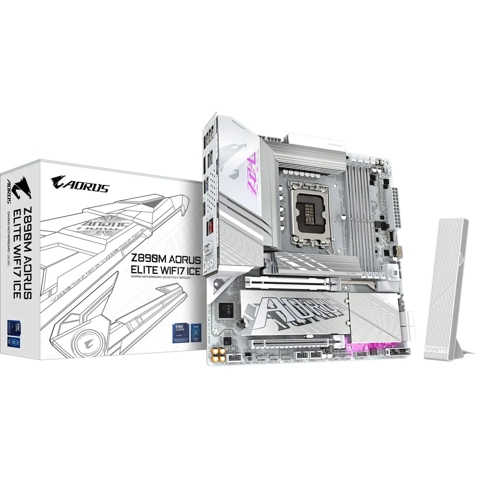 Материнская плата Gigabyte s1851 Intel Z890 HDMI/DP/DP(USB4 -C) 3xM.2 2.5GbE LAN mATX Z890M AORUS ELITE WIFI7 ICE UA