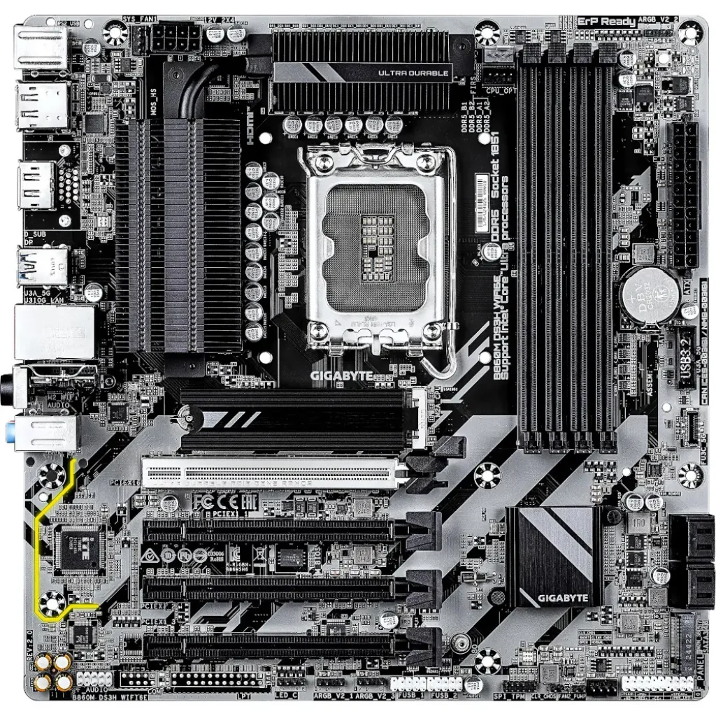 Материнська плата GIGABYTE s1851 Intel B860 2xDP/HDMI 2xM. 2 2.5GbE LAN mATX B860M DS3H WIFI6E UA