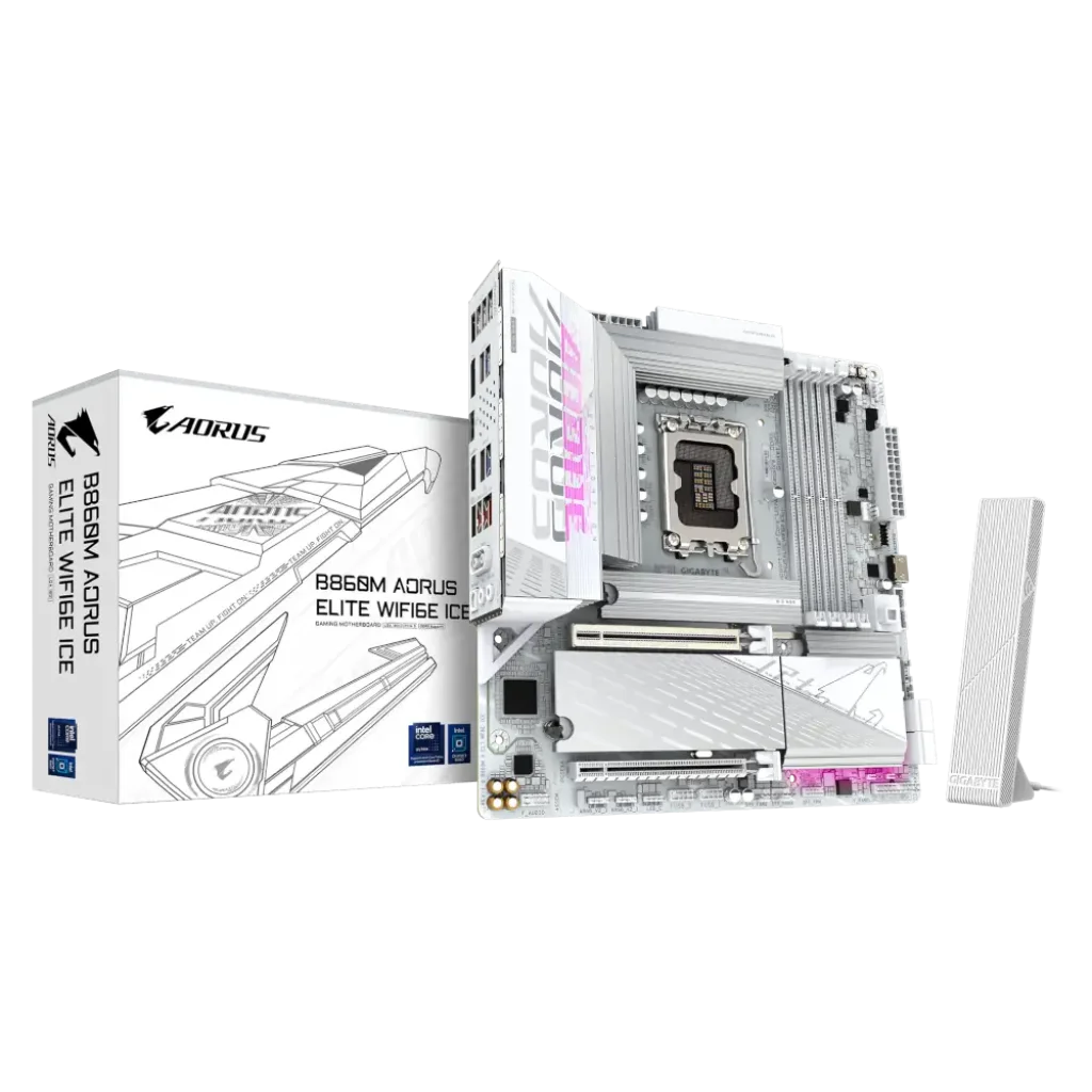 Материнська плата Gigabyte s1851 Intel B860 DP/2xHDMI/USB4- С 3xM.2 2.5GbE LAN mATX B860M AORUS ELITE WIFI6E ICE UA
