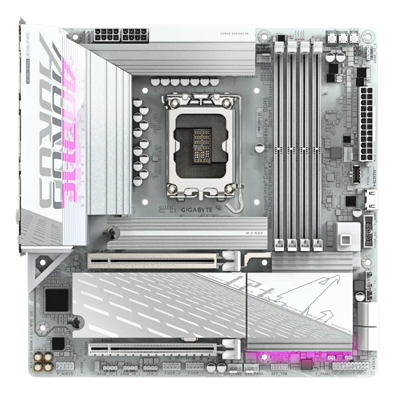 Материнская плата Gigabyte s1851 Intel B860 DP/2xHDMI/USB4- С 3xM.2 2.5GbE LAN mATX B860M AORUS ELITE WIFI6E ICE UA