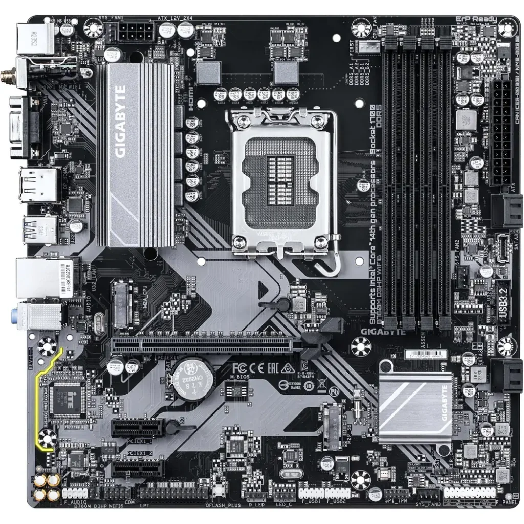 Материнська плата Gigabyte s1700 Intel B760 HDMI/DP/VGA 4xD DR5 2xM.2 GbE LAN mATX B760M D3HP WIFI6 UA