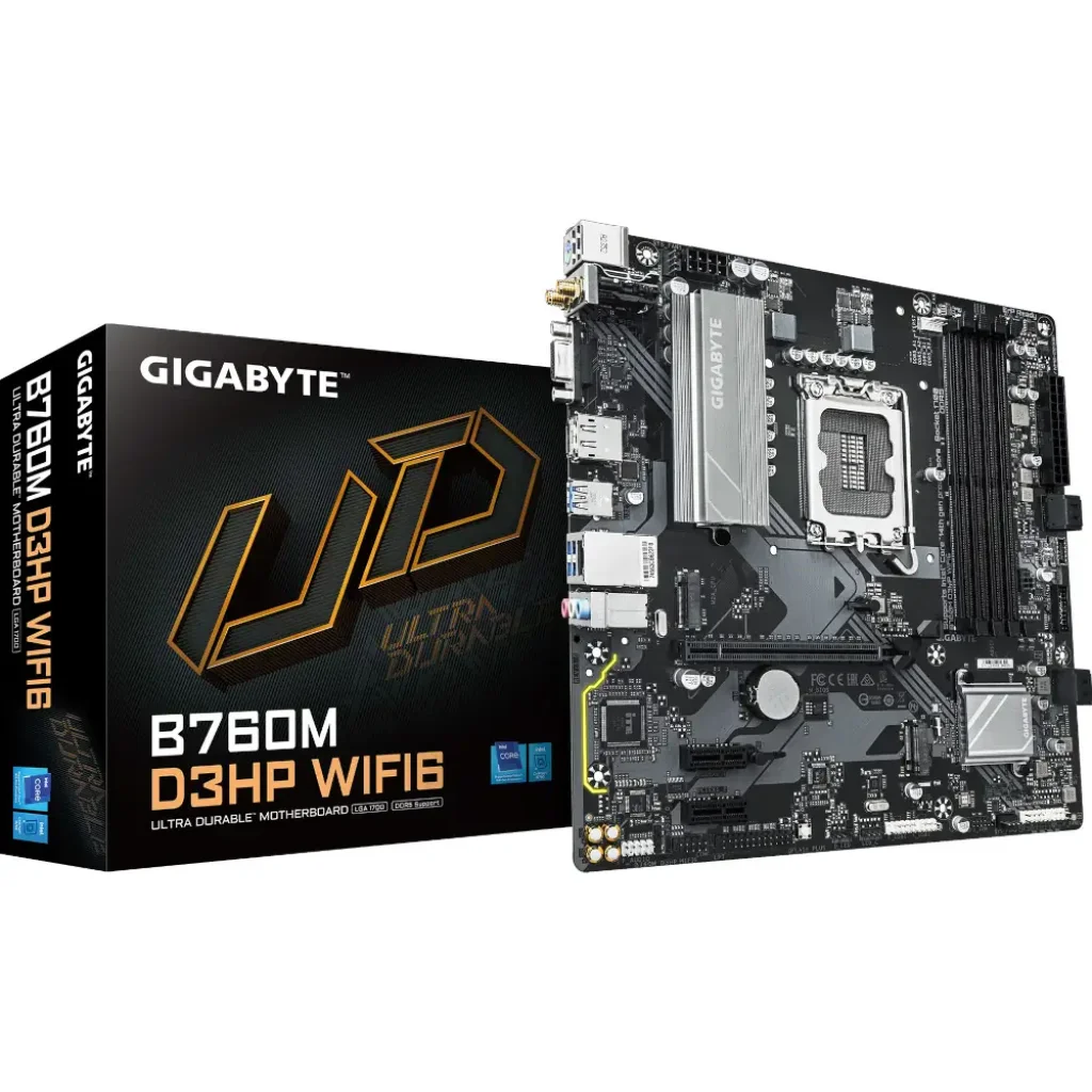 Материнська плата Gigabyte s1700 Intel B760 HDMI/DP/VGA 4xD DR5 2xM.2 GbE LAN mATX B760M D3HP WIFI6 UA