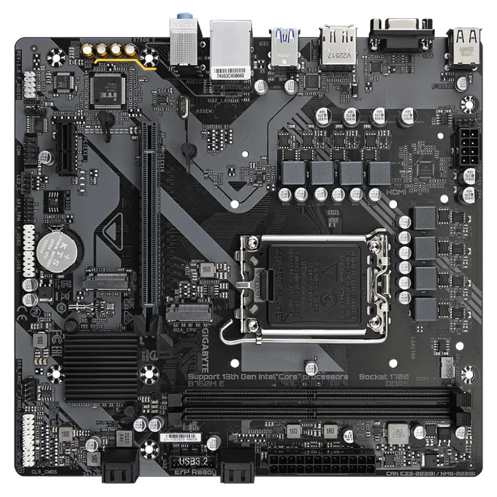 Материнська плата GIGABYTE s1700 Intel B760 HDMI/DP/VGA 2xD DR5 2xM.2 GbE LAN mATX B760M E UA