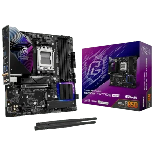 Материнская плата ASROCK sAM5 AMD B850 4xDDR5 HDMI/DP 3xM .2 2.5GbE LAN mATX B850M RIPTIDE WIFI UA