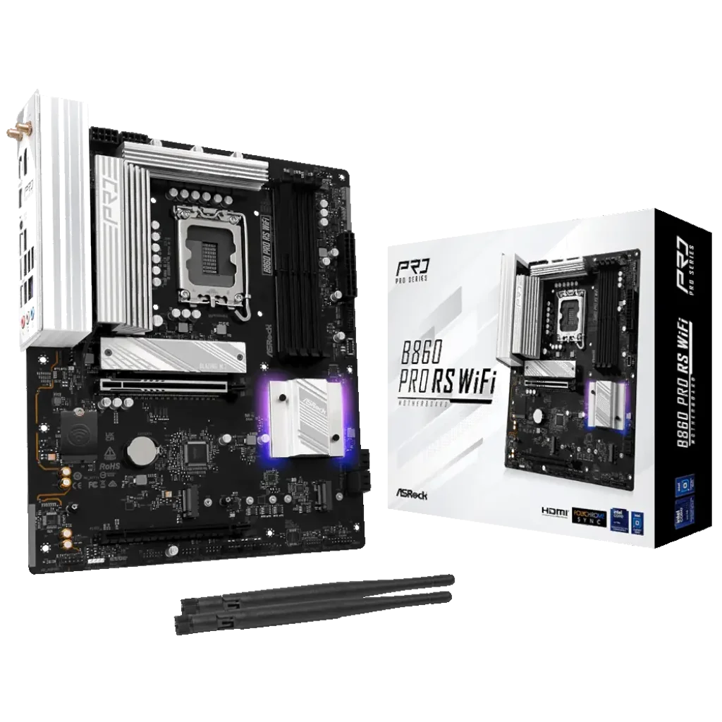 Материнська плата ASROCK s1851 Intel B860 4xDDR5 DP/HDMI 4xM.2 2.5GbE LAN ATX B860 PRO RS WIFI UA
