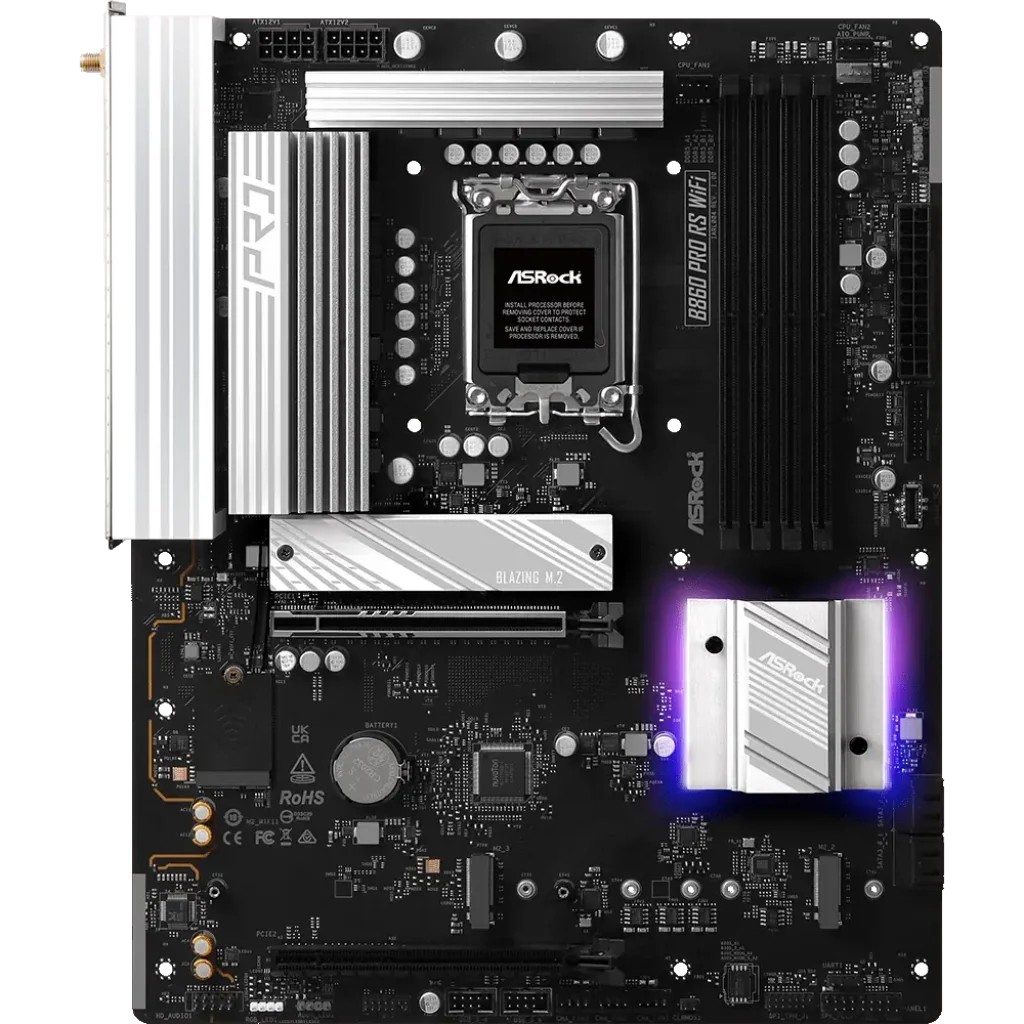 Материнська плата ASROCK s1851 Intel B860 4xDDR5 DP/HDMI 4xM.2 2.5GbE LAN ATX B860 PRO RS WIFI UA