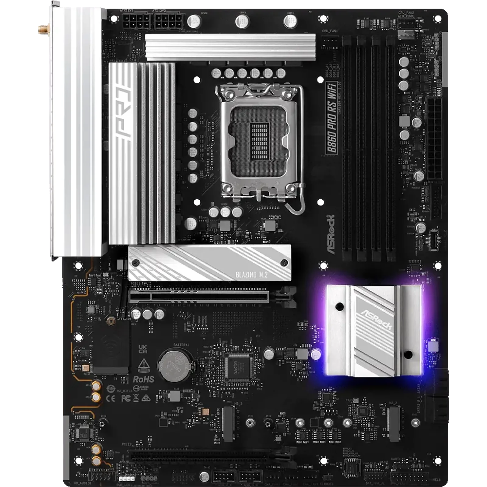 Материнская плата ASROCK s1851 Intel B860 4xDDR5 DP/HDMI 4xM.2 2.5GbE LAN ATX B860 PRO RS WIFI UA