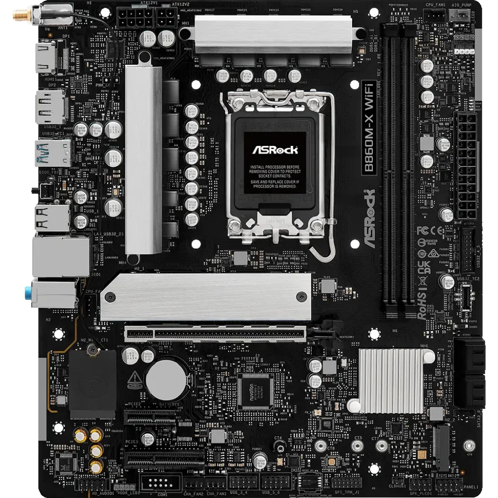 Материнська плата ASROCK s1851 Intel B860 2xDDR5 DP/HDMI 3xM.2 2.5GbE LAN mATX B860M-X WIFI UA