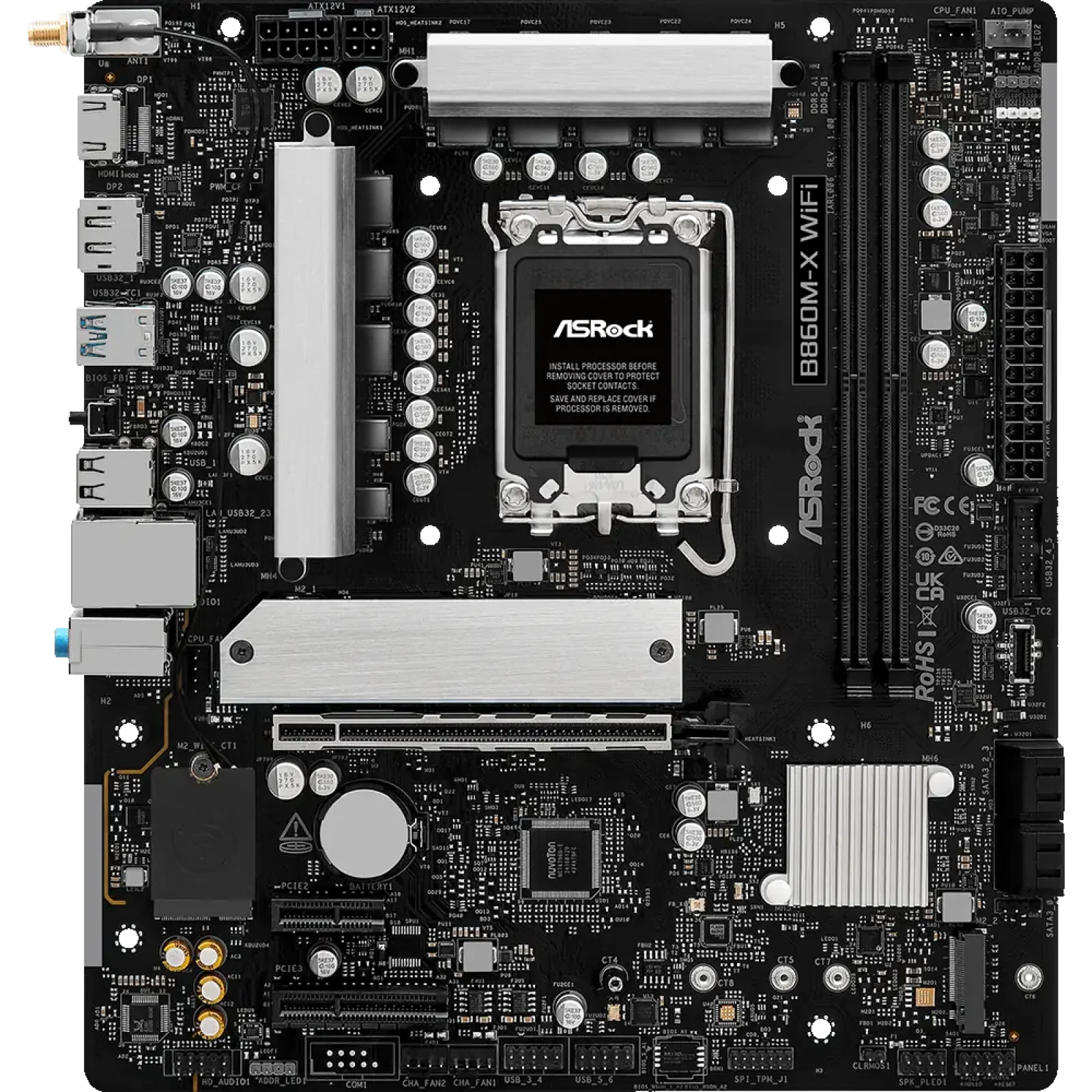 Материнская плата ASROCK s1851 Intel B860 2xDDR5 DP/HDMI 3xM.2 2.5GbE LAN mATX B860M-X WIFI UA