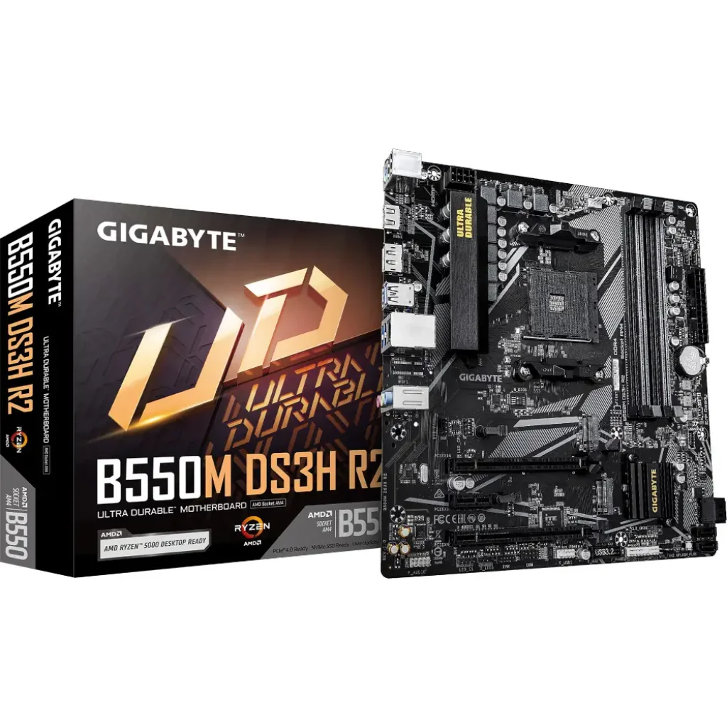 Материнська плата GIGABYTE sAM4 AMD B550 DP/HDMI 2xM.2 GbE Lan mATX B550M DS3H R2 UA