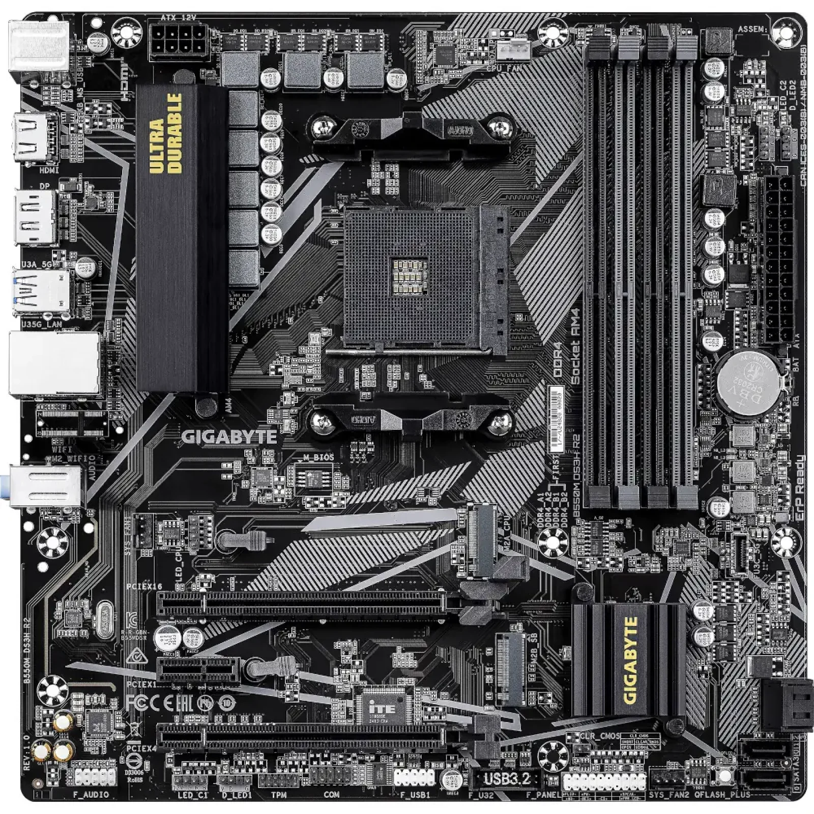 Материнська плата GIGABYTE sAM4 AMD B550 DP/HDMI 2xM.2 GbE Lan mATX B550M DS3H R2 UA