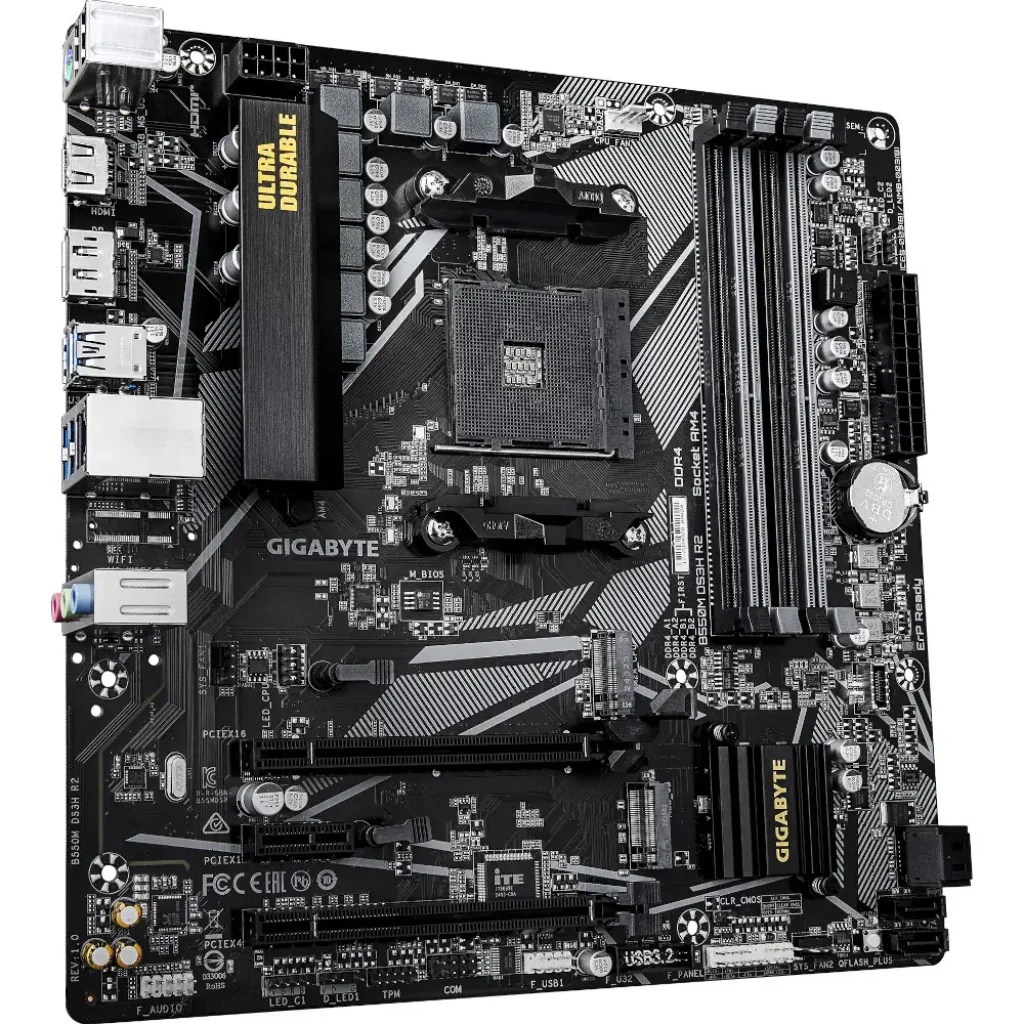 Материнська плата GIGABYTE sAM4 AMD B550 DP/HDMI 2xM.2 GbE Lan mATX B550M DS3H R2 UA