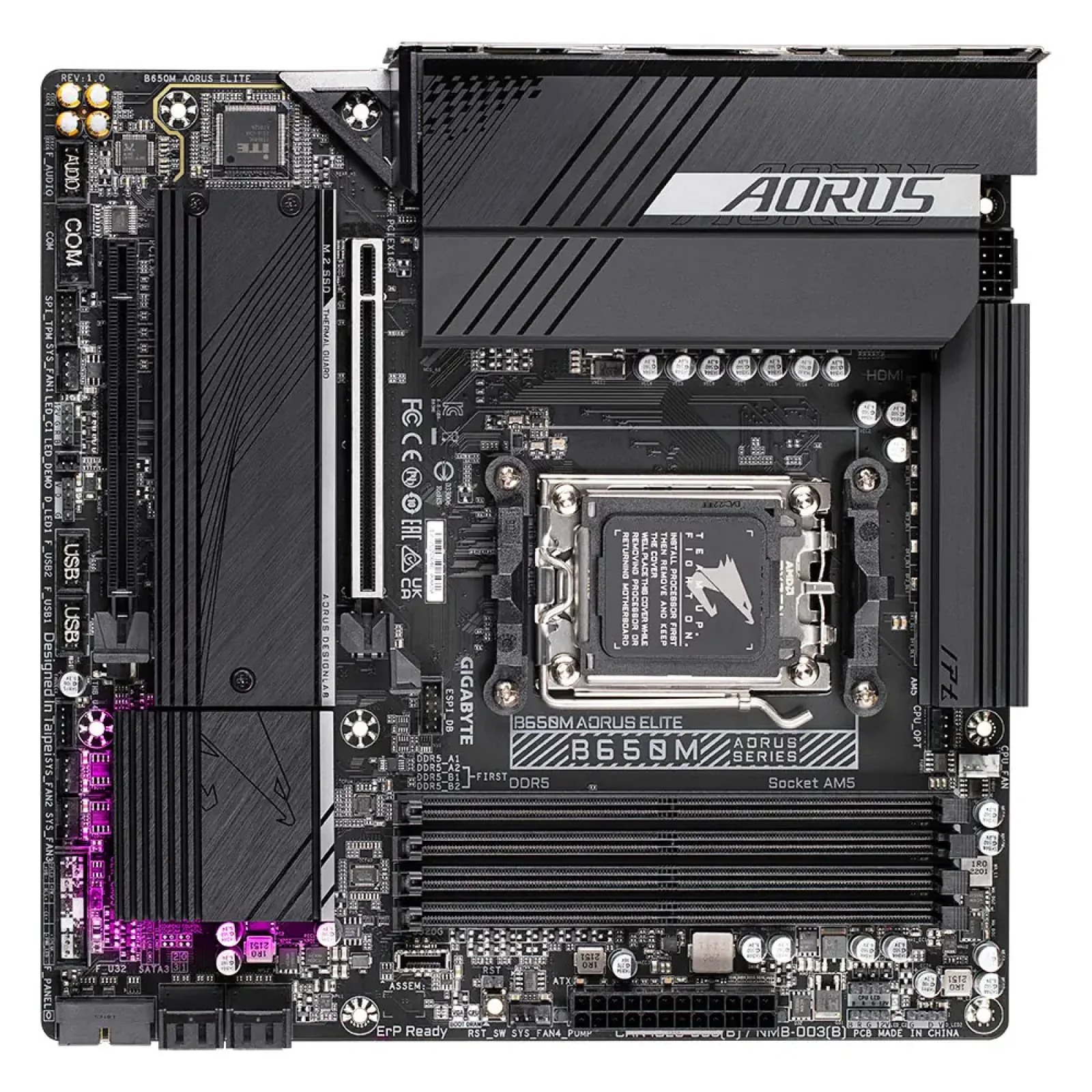 Материнская плата GIGABYTE sAM5 AMD B650 DP/HDMI 2xM.2 2.5G bE LAN mATX B650M AORUS ELITE UA