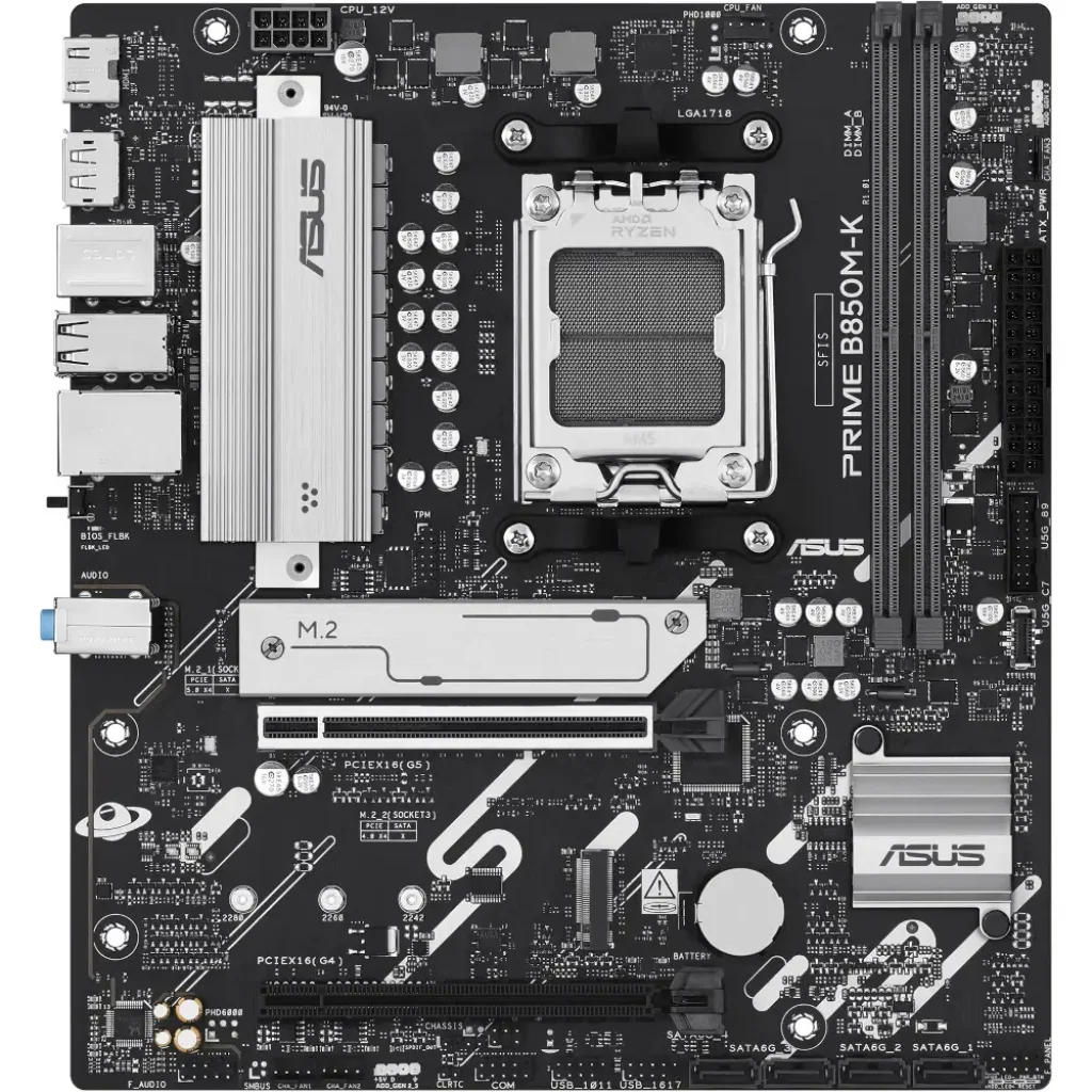Материнська плата ASUS sAM5/2DDR5/HDMI/DP/2PCIe/2M.2/4S ATA/LAN2.5Gb PRIME B850M-K UA