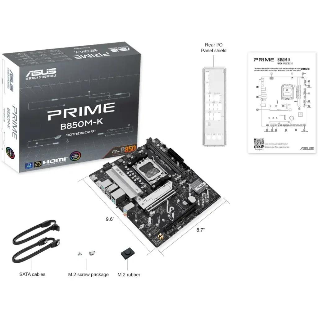 Материнська плата ASUS sAM5/2DDR5/HDMI/DP/2PCIe/2M.2/4S ATA/LAN2.5Gb PRIME B850M-K UA
