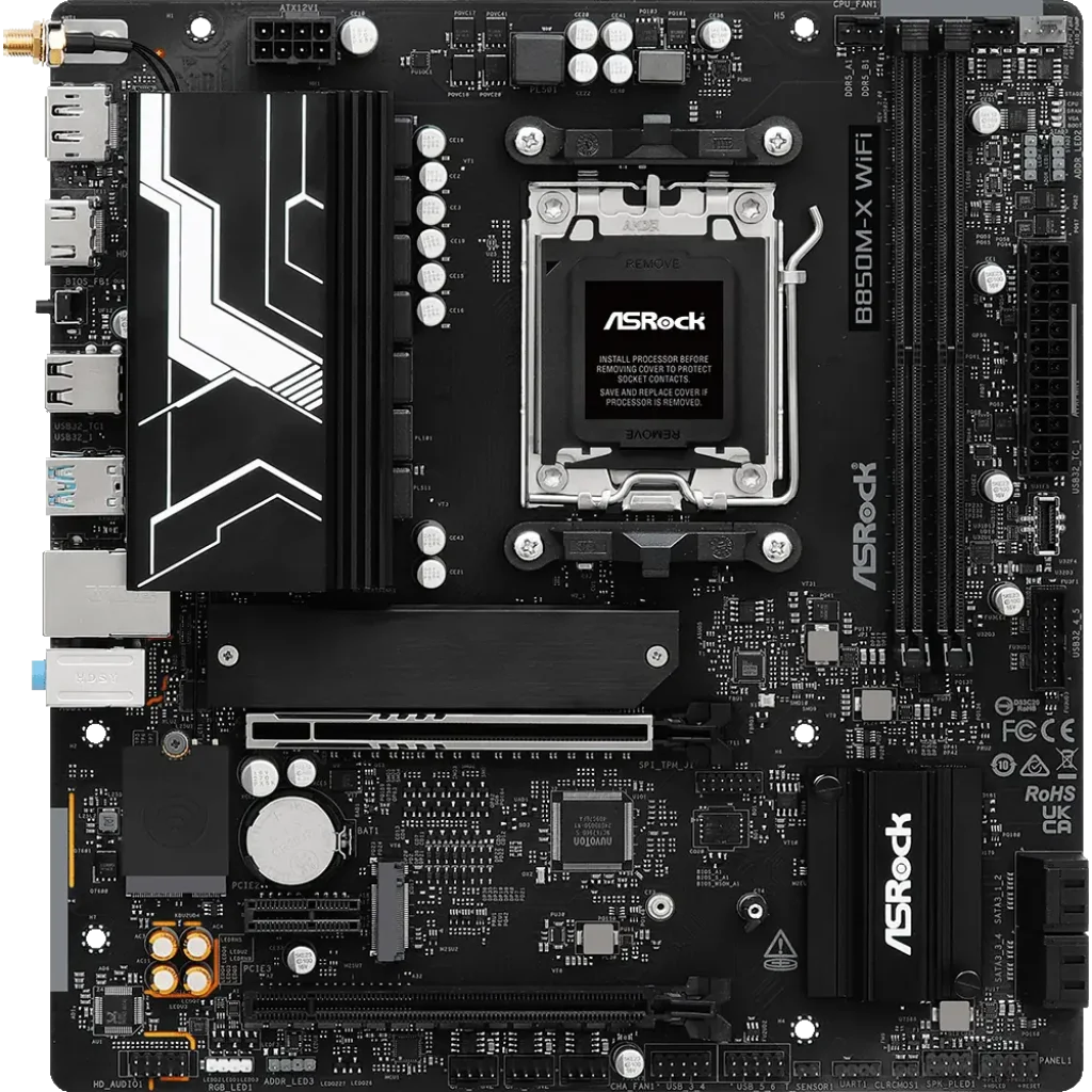 Материнська плата ASROCK sAM5 AMD B850 HDMI/DP 3xM.2 2.5G bE LAN mATX B850M-X WIFI R2.0 UA
