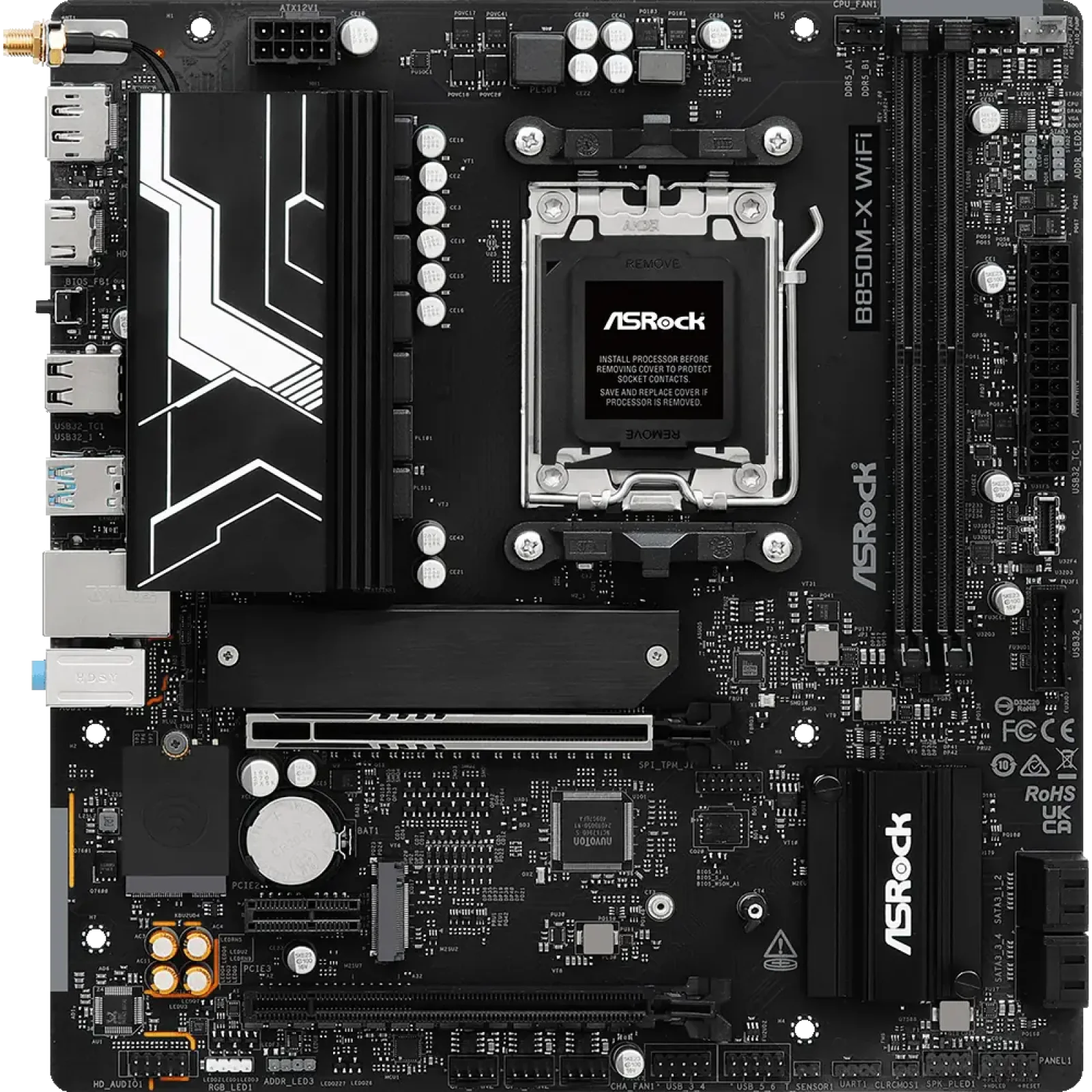 Материнская плата ASROCK sAM5 AMD B850 HDMI/DP 3xM.2 2.5G bE LAN mATX B850M-X WIFI R2.0 UA