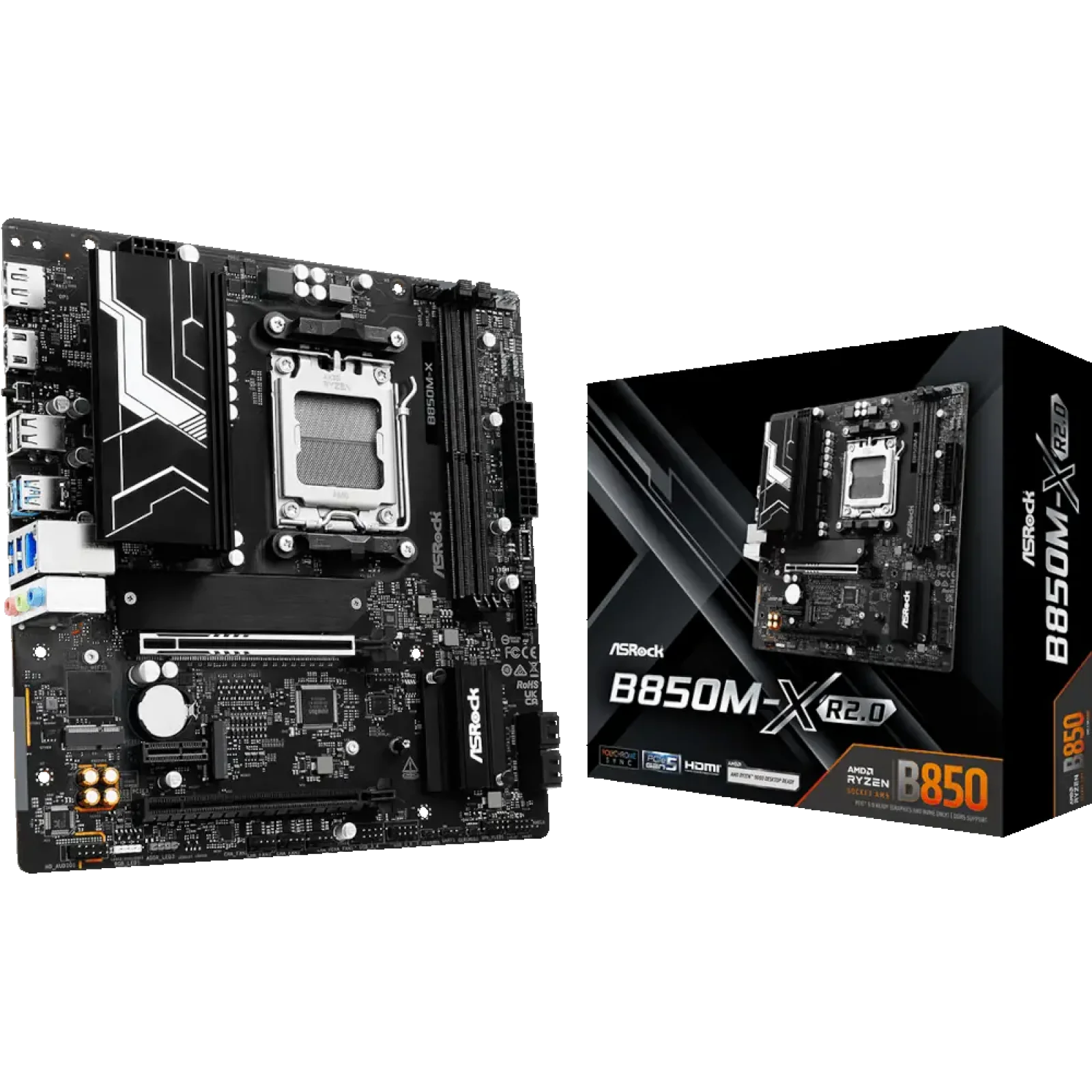 Материнская плата ASROCK sAM5 AMD B850 HDMI/DP 3xM.2 2.5G bE LAN mATX B850M-X R2.0 UA