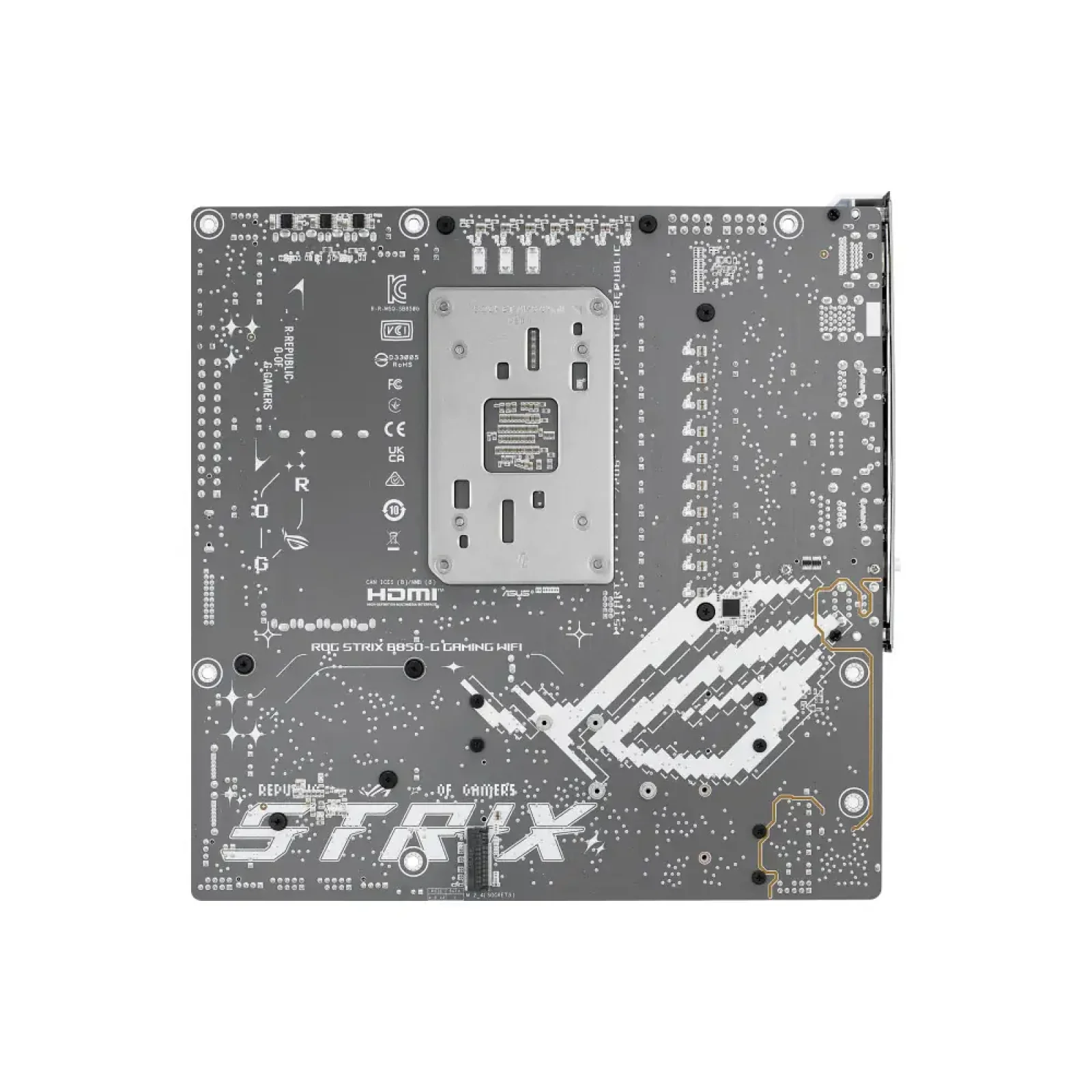 Материнская плата ASUS sAM5/4DDR5/HDMI/DP/1PCIe/4M.2/2S ATA/LAN2.5Gb ROG STRIX B850-G GAMING WIFI UA