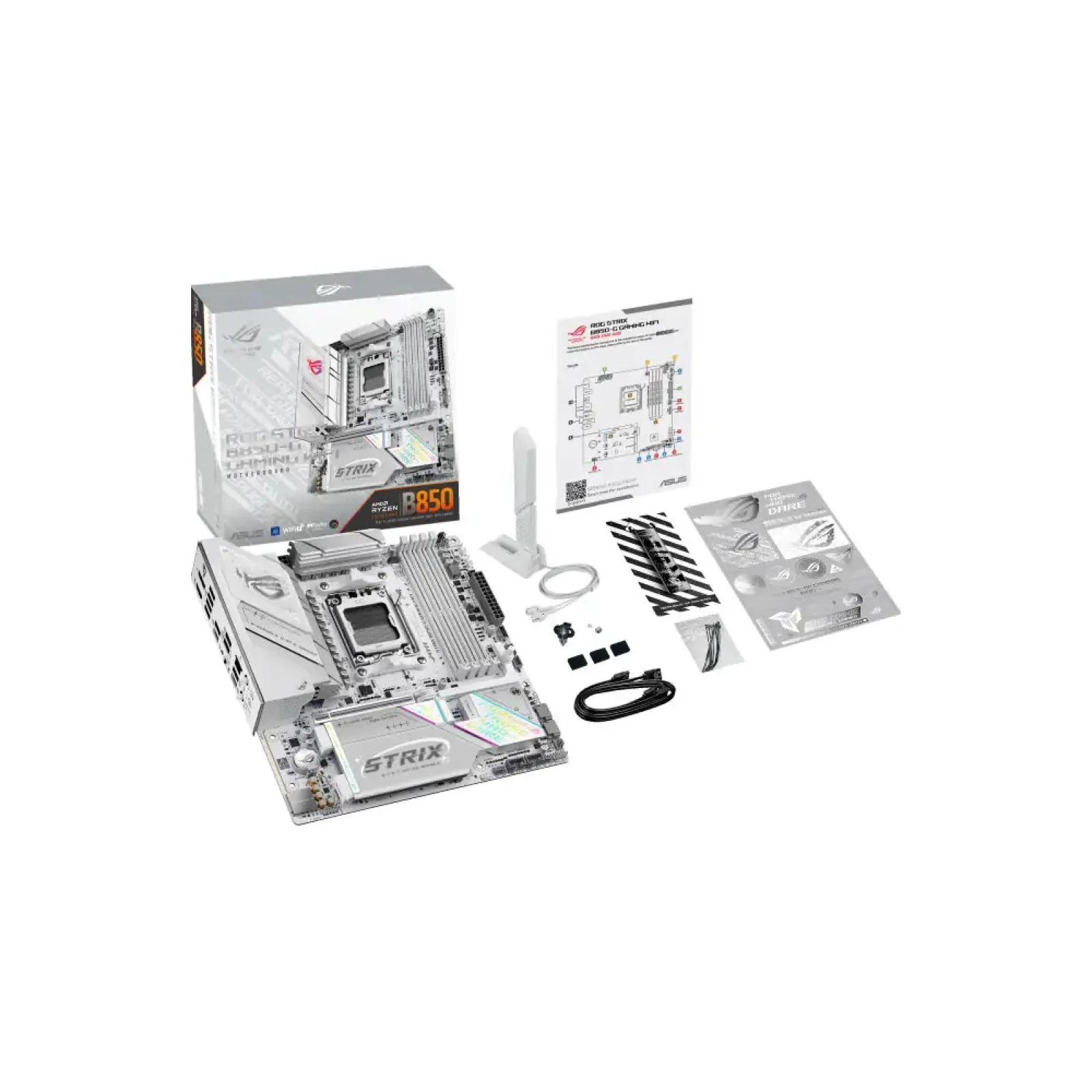Материнская плата ASUS sAM5/4DDR5/HDMI/DP/1PCIe/4M.2/2S ATA/LAN2.5Gb ROG STRIX B850-G GAMING WIFI UA