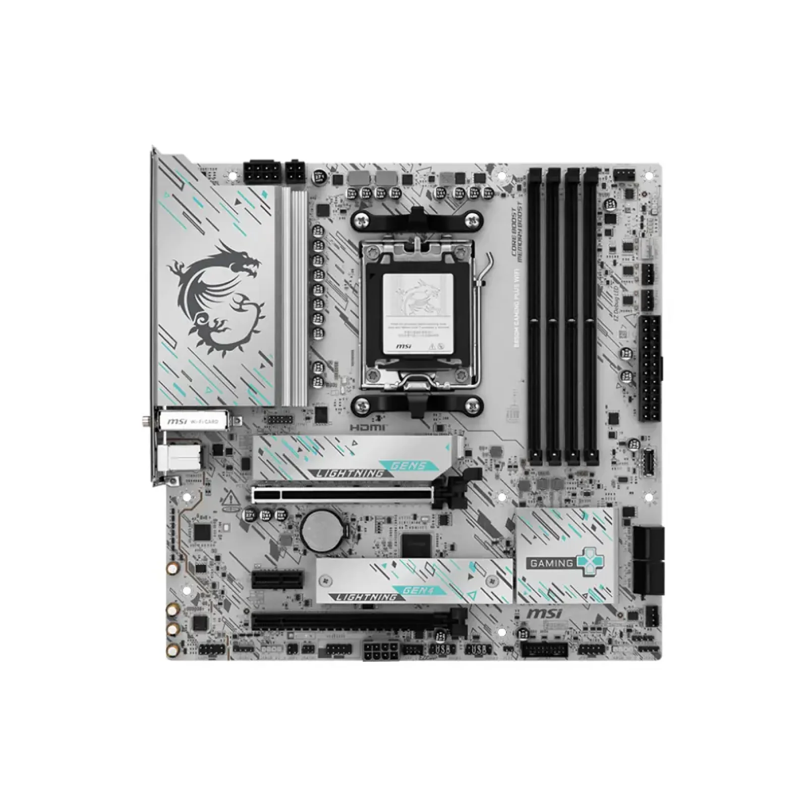 Материнская плата MSI sAM5/4DDR5/HDMI/DP/3PCIe/2M.2/4S ATA/LAN5Gb B850M GAMING PLUS WIFI UA