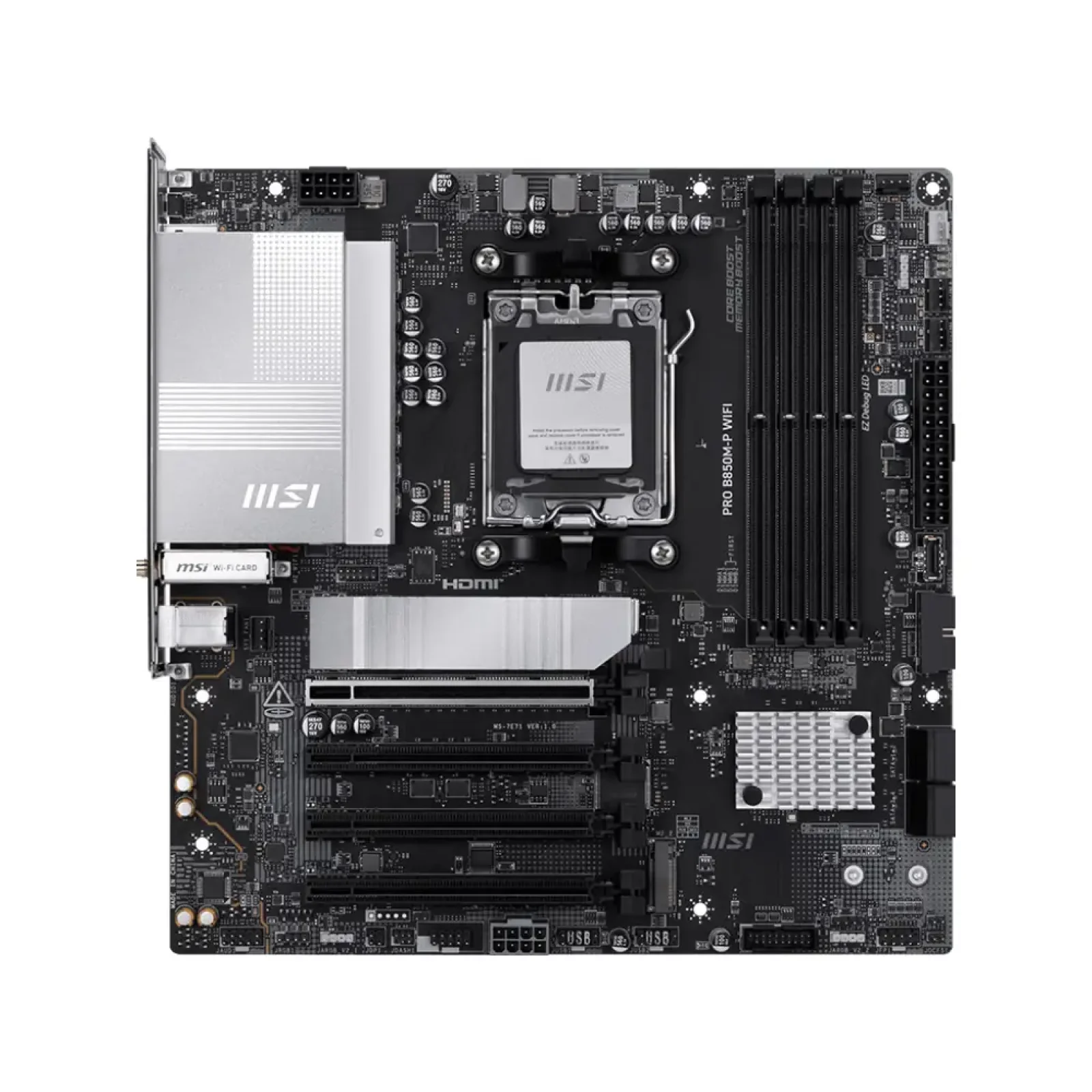 Материнская плата MSI sAM5/4DDR5/HDMI/DP/4PCIe/3M.2/4S ATA/LAN5Gb PRO B850M-P WIFI UA